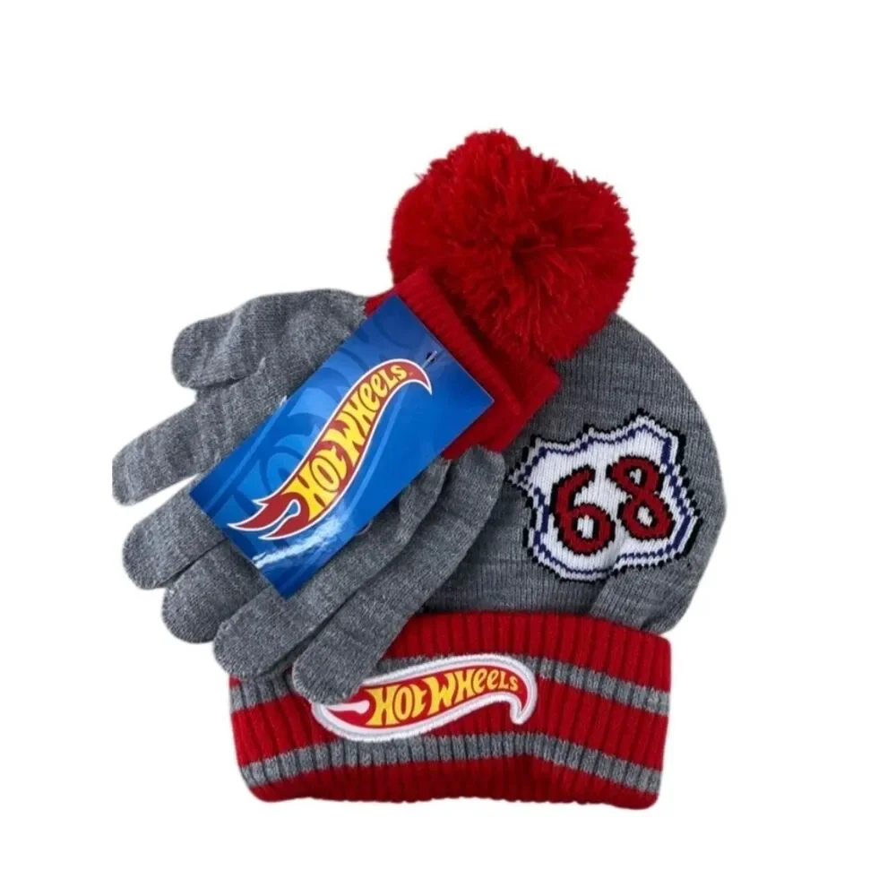 Hot Wheels Boys Beanie Hat & Glove Set